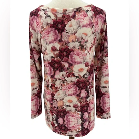 Soft Surroundings Purple Floral Lightweight Crew Neck Sweater Small Cottagecore - Picture 3 of 4